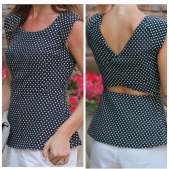 Banana Republic Tops - Banana Republic Blue and White Peplum Blouse